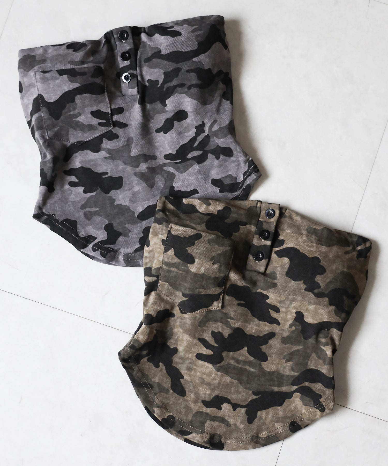 ヴィンテージカモフラ迷彩ヘンリーネックベアトップ ／ vintage camouflage henly neck bare top