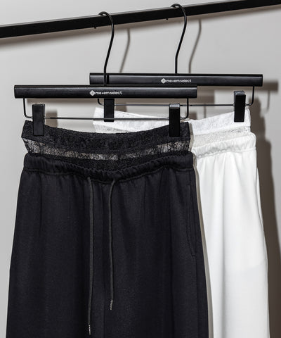 ウエストレースレイヤードスウェットパンツ ／ waist lace layered sweat pants
