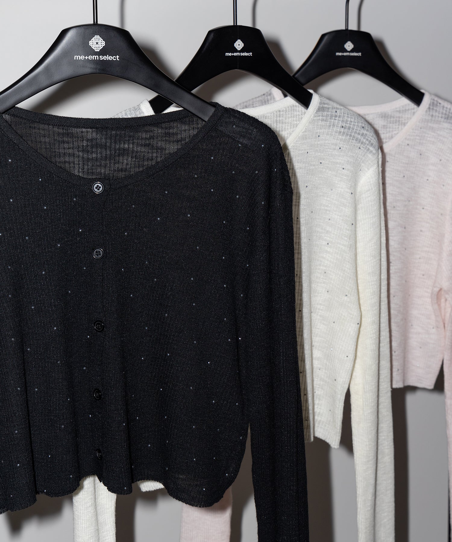 ラインストーンシアーニットカーディガン ／ Rhine stone sheer knit