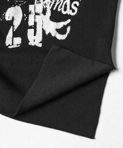 グランジロゴプリント半袖スリムニットトップス ／ grunge logo print shortsleeve slim knit tops