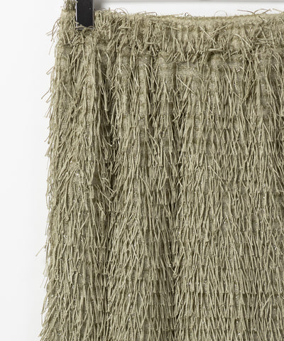 シャギーフリンジロングマーメイドスカート ／shaggy fringe long mermaid skirt