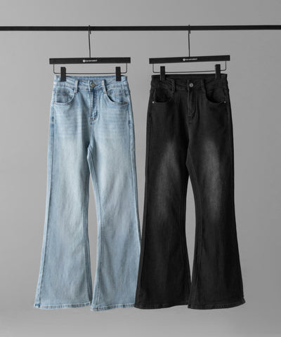 【４size 】美脚ハイウエストストレッチフレアデニム ／ slim leg High waist stretch flare denim