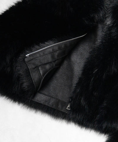ジップアップスタンドカラーショートフェイクファーコート ／ zip up stand-collar short fake fur coat