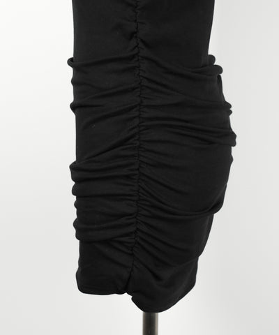 【 ３color ／ 裏起毛 】チョーカーネックシャーリングミニワンピース ／ choker neck shirring mini onepiece