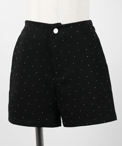 【 セットアップ 】ラインストーンベアトップ＋ハイウエストショートパンツ SET ／ 【 SETUP 】Rhinestone bare tops ＋ high waist short pants SET