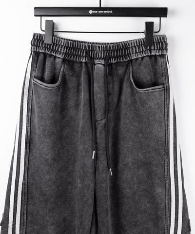 【 裾絞り可能２WAY 】サイドラインピグメントワイドカーゴスウェットパンツ ／ sideline pigment wide cargo sweatpants