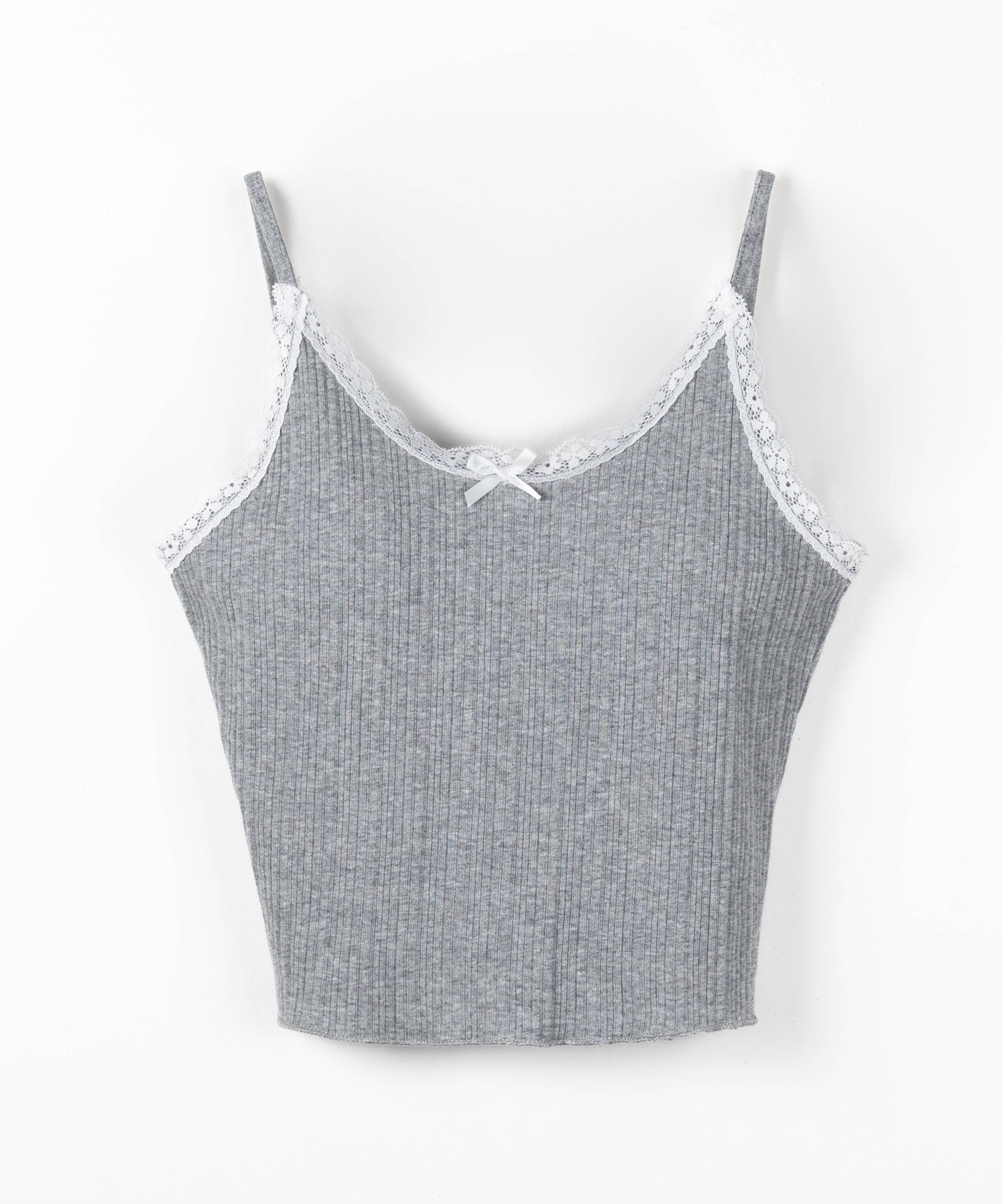 【 ２点セット 】フロントリボンレース切替リブキャミソール ＋ カーディガンセット ／front ribbon lace lib camisole + cardigan SET