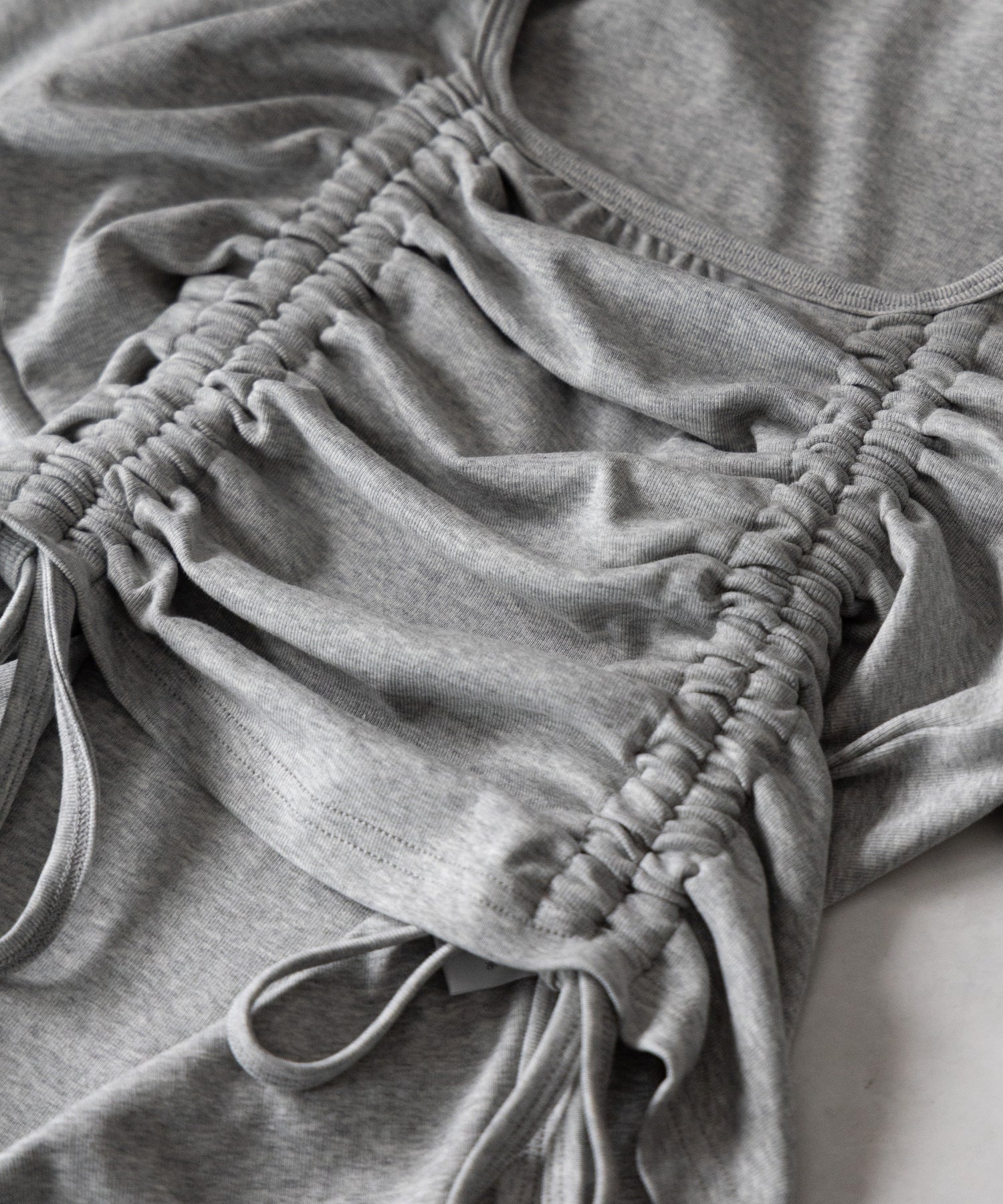 【 ３color 】 ダブルシャーリングリボンスクエアネックトップス ／ double shirring ribbon square neck tops