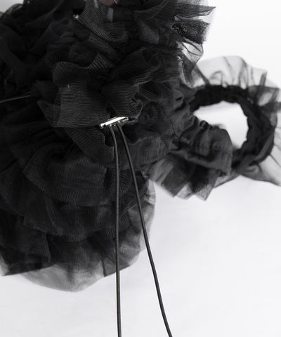 チュールフリル巾着ミニショルダーバッグ／ tulle frill drawstring mini shoulder bag
