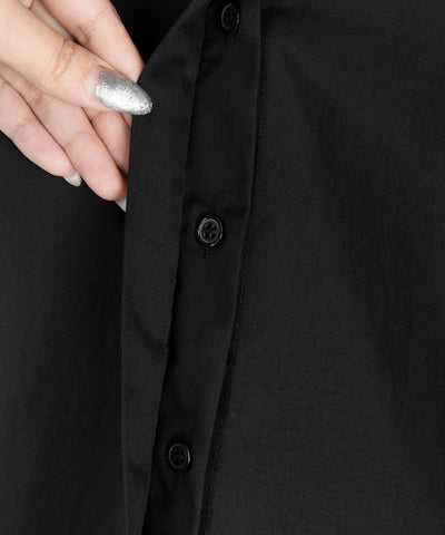 レースアップサイドリボンスリムラインシャツ ／ lace up side ribbon slim line shirt