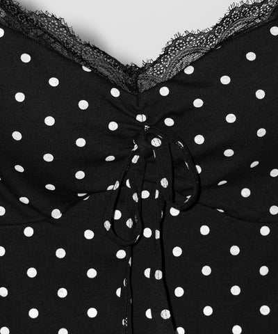 ドットレースフロントリボンキャミソール ／ Dot lace front ribbon camisole