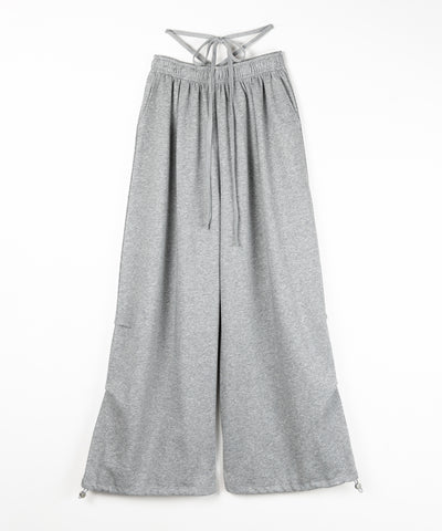 【先行販売】ウエストストリングタックワイドスウェットパンツ