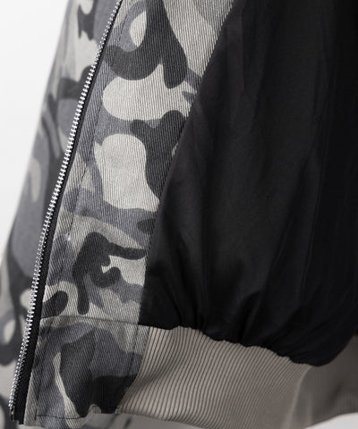カモフラフェイクファーフーディ中綿ジャケット ／ camouflage fake fur hoodie down jacket