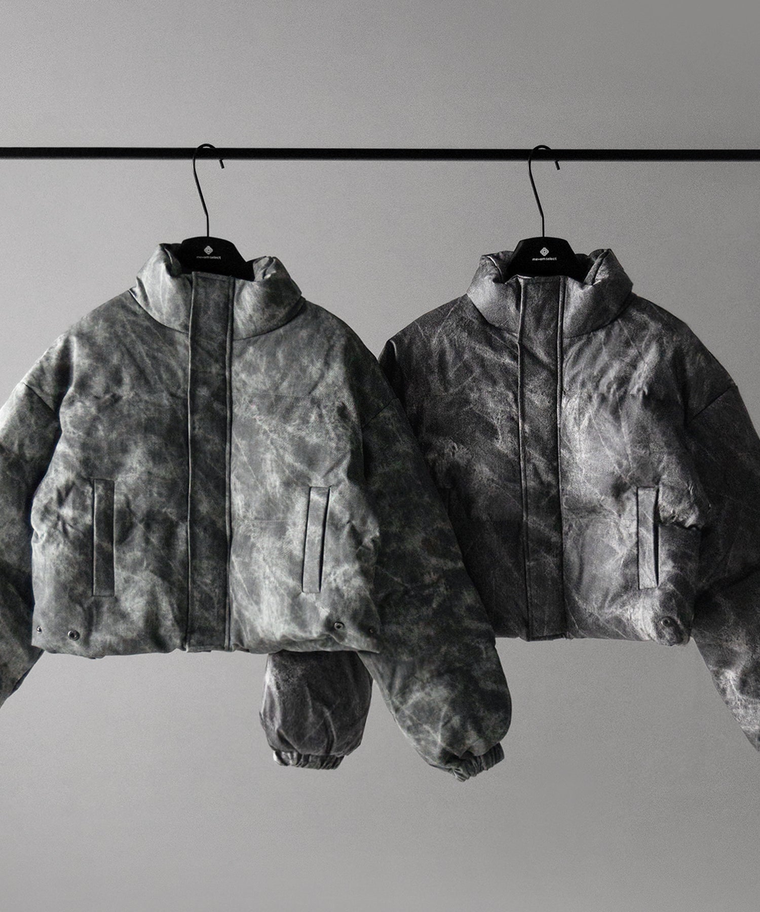 【 セットアップ着用可能 】ヴィンテージライクフェイクレザーショートダウンジャケット ／ vintage like fake leather short down jacket