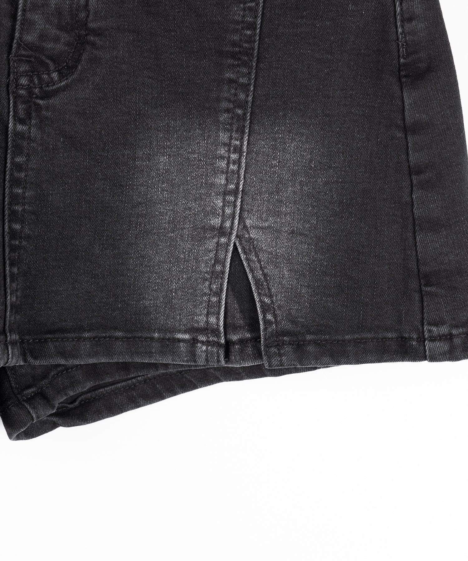 ミニスリットストレッチレイヤードデニムミニスカパン ／ mini slit stretch layered denim mini skirt pants