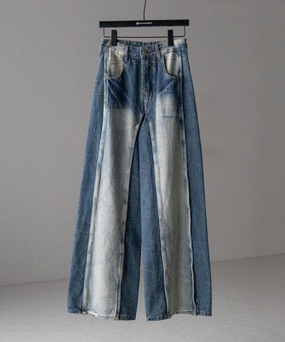 【 ４size 】ヴィンテージライクサイドタックストレートデニム ／vintage like side tuck straight denim