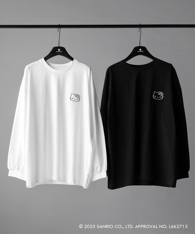 【 HELLO KITTY × me+em select 】ハローキティ刺繍長袖ビッグロンT ／ Hello Kitty embroidery big long sleeve T-Shirts【 セットアップ着用可能 】