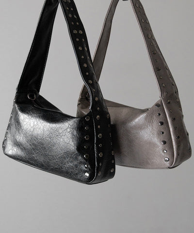 【 ２color】スタッズデザインスクエアショルダーバッグ ／ stud design square shoulder bag