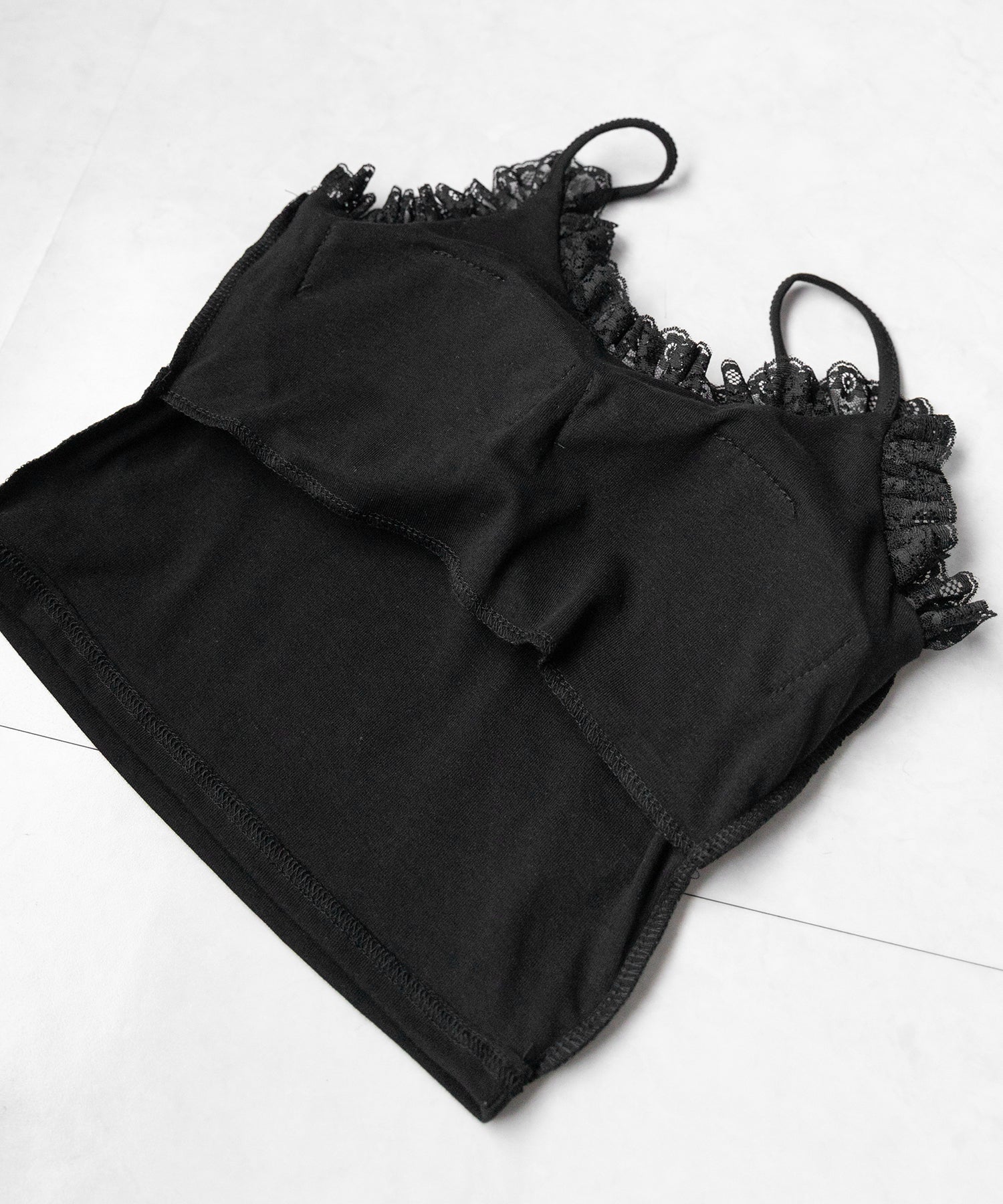 半袖レースアップリボンショートトップス ＋ レースキャミ SET ／ lace up ribbon short sleeve tops + lace cami SET
