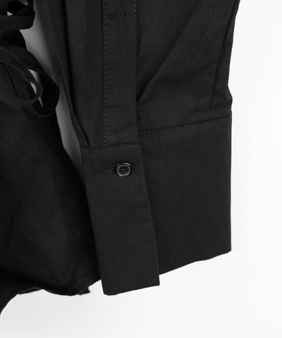 レースアップサイドリボンスリムラインシャツ ／ lace up side ribbon slim line shirt