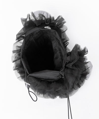 チュールフリル巾着ミニショルダーバッグ／ tulle frill drawstring mini shoulder bag