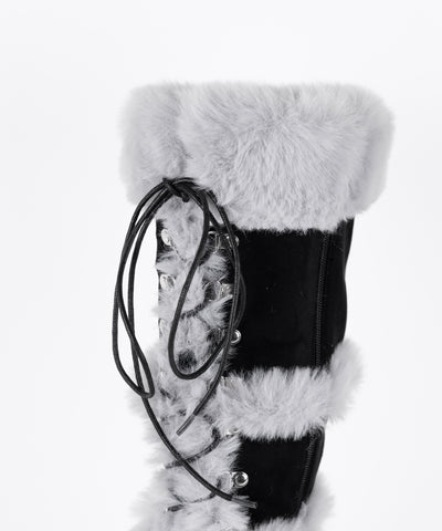 厚底レースアップムートンロングブーツ ／ platform laceup mouton long boots