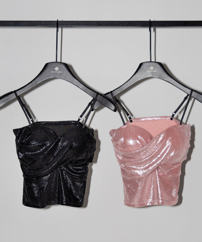 メタリックドレープビスチェキャミソール ／ metallic drape bustier camisole