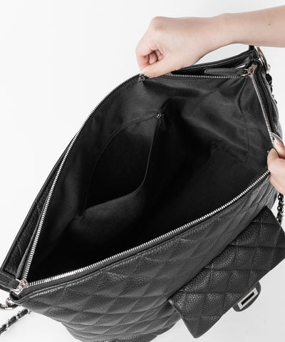 【 ショルダーストラップ付き２WAY 】キルティングスクエアトートショルダーバッグ / quilted square tote shoulder bag