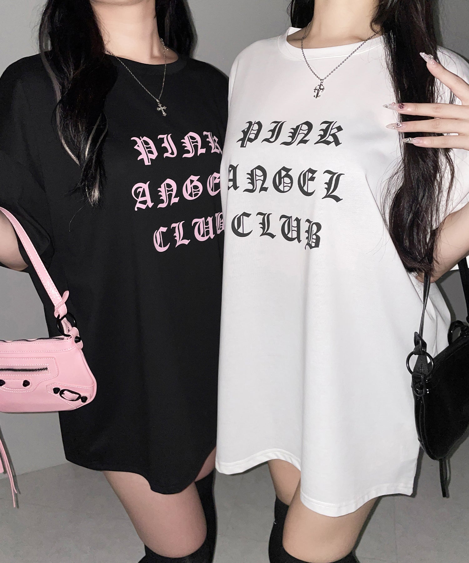 【 PINK ANGEL CLUB 】グランジロゴビッグＴシャツ ／ PINK ANGEL CLUB grunge logo big T-shirts