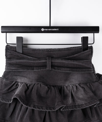 【 ２color 】ベルテッドフリルヴィンテージデニムミニスカパン ／ Belted frill vintage denim mini skirt pants