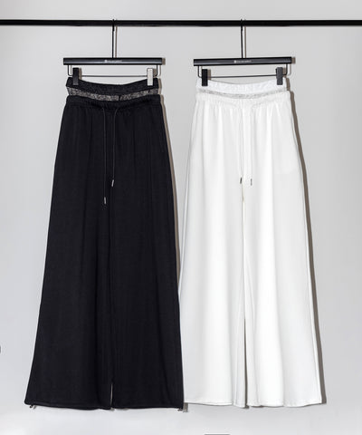 ウエストレースレイヤードスウェットパンツ ／ waist lace layered sweat pants
