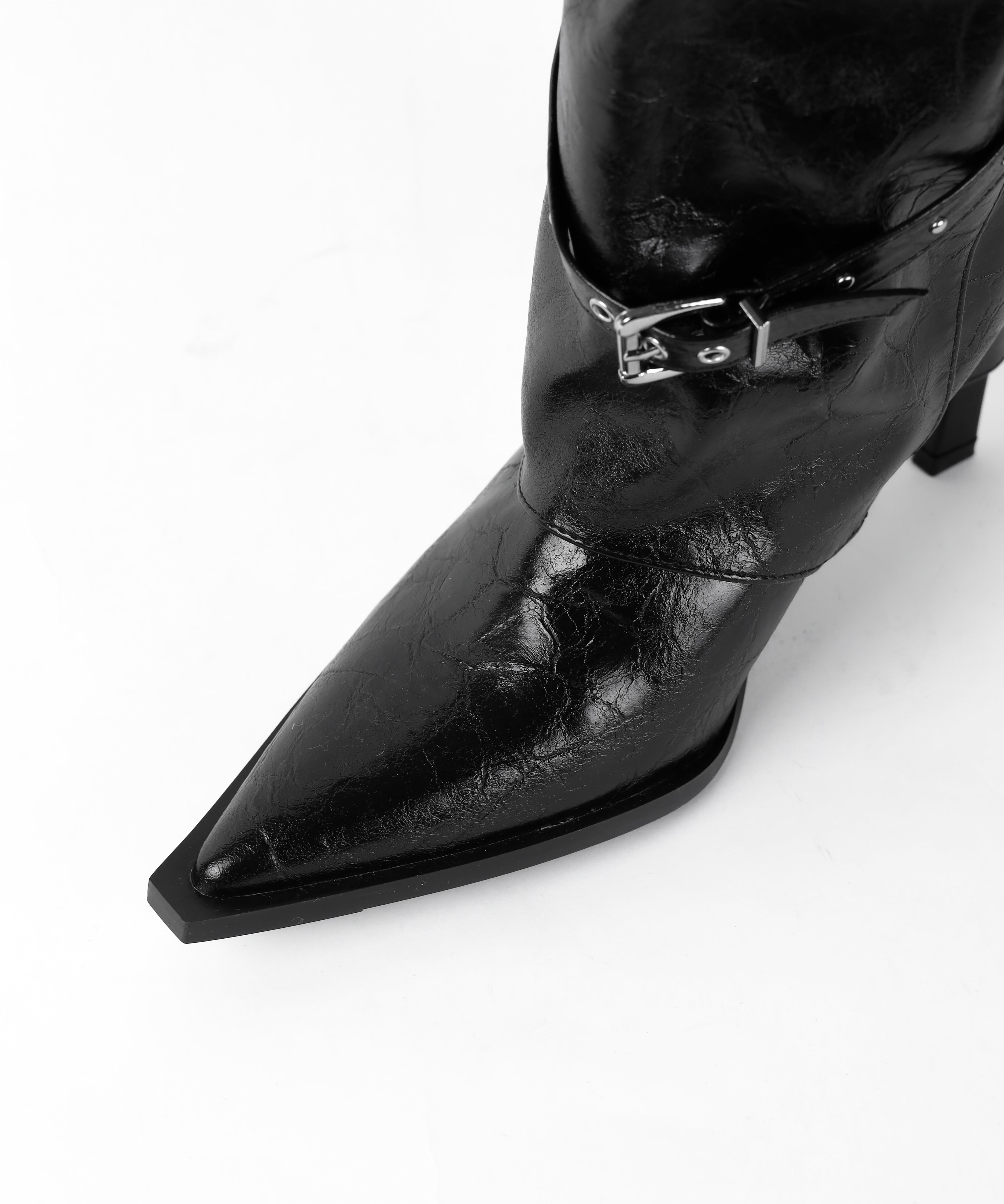 ヴィンテージレザーベルテッドロングカバーブーツ ／vintage leather belted long cover boots