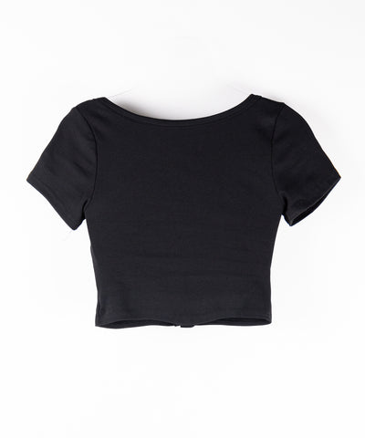 【 ３color 】フロントボタンスクエアネックギャザースリムＴシャツ ／ front button square neck gather slim T-shirt