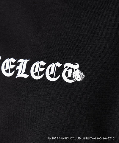 【 HELLO KITTY × me+em select 】ハローキティグランジロゴショートちびTシャツ ／ Hello Kitty grunge logo short chibi T-shirt 【 セットアップ着用可能 】