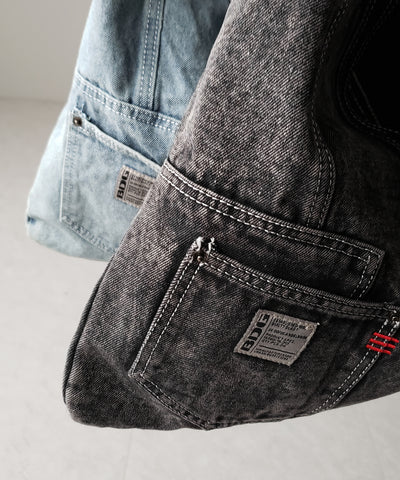 【 ２color 】リメイクウォッシュトライアングルデニムショルダーバッグ ／ remade wash triangle denim shoulder bag