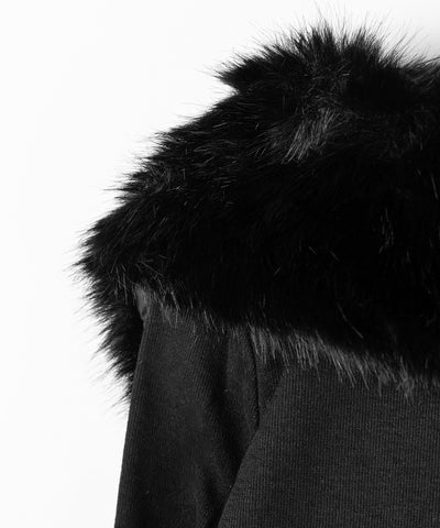 ファー襟クロスロゴジップアップリブカーディガン ／ fur collar cross logo zipup rib cardigan