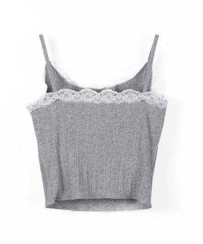 【 ２点セット 】レースドッキングリブキャミソール ＋ カーディガンセット ／ lace docking lib camisole + cardigan SET