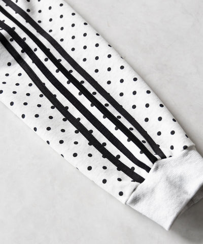 胸ロゴ刺繍ドットラインオーバースウェットブルゾン ／ chest logo embroidery side dot line over sweat blouson