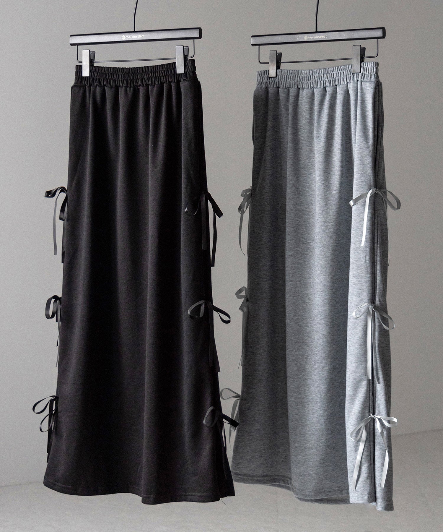 【 ２color 】３ストラップサイドリボンロングスウェットスカート／ three strap side ribbon long sweat skirt