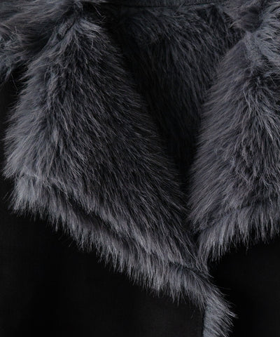 【 ２size ／ ２color 】 配色フェイクファースウェードムートンコート ／ bicolor fake fur suede mouton coat