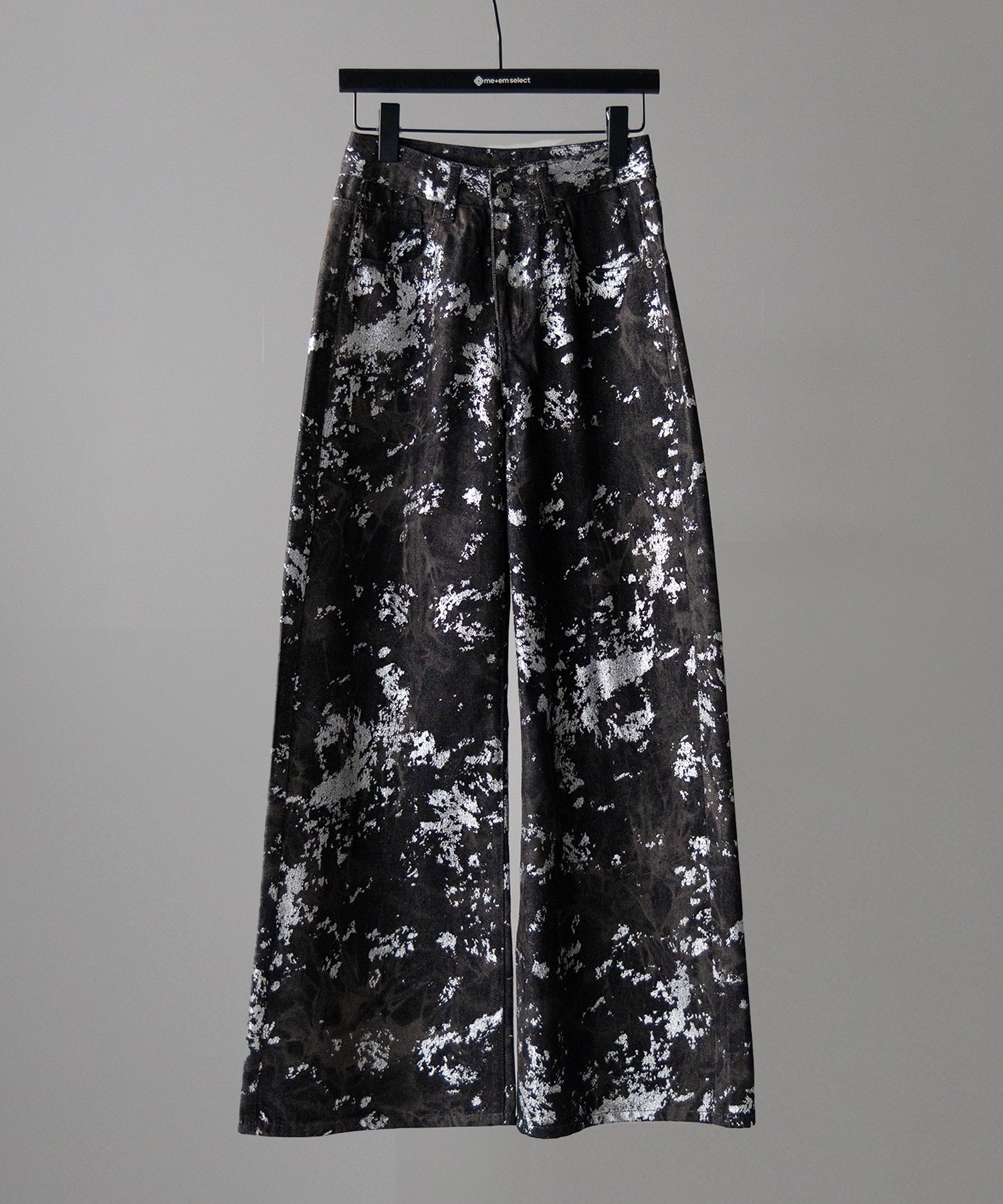 【 ３SIZE 】箔プリントブリーチヴィンテージワイドデニム ／ Foil print bleached vintage wide denim