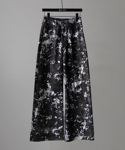 【 ３SIZE 】箔プリントブリーチヴィンテージワイドデニム ／ Foil print bleached vintage wide denim