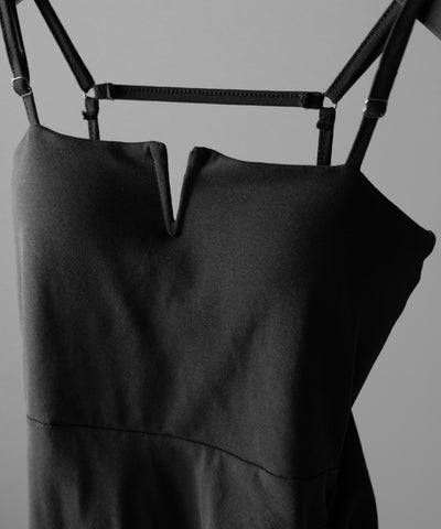 【 パッド付き 】バックストラップサイドシャーリングスリットロングキャミワンピース ／ back strap side shirring slit long cami onepiece