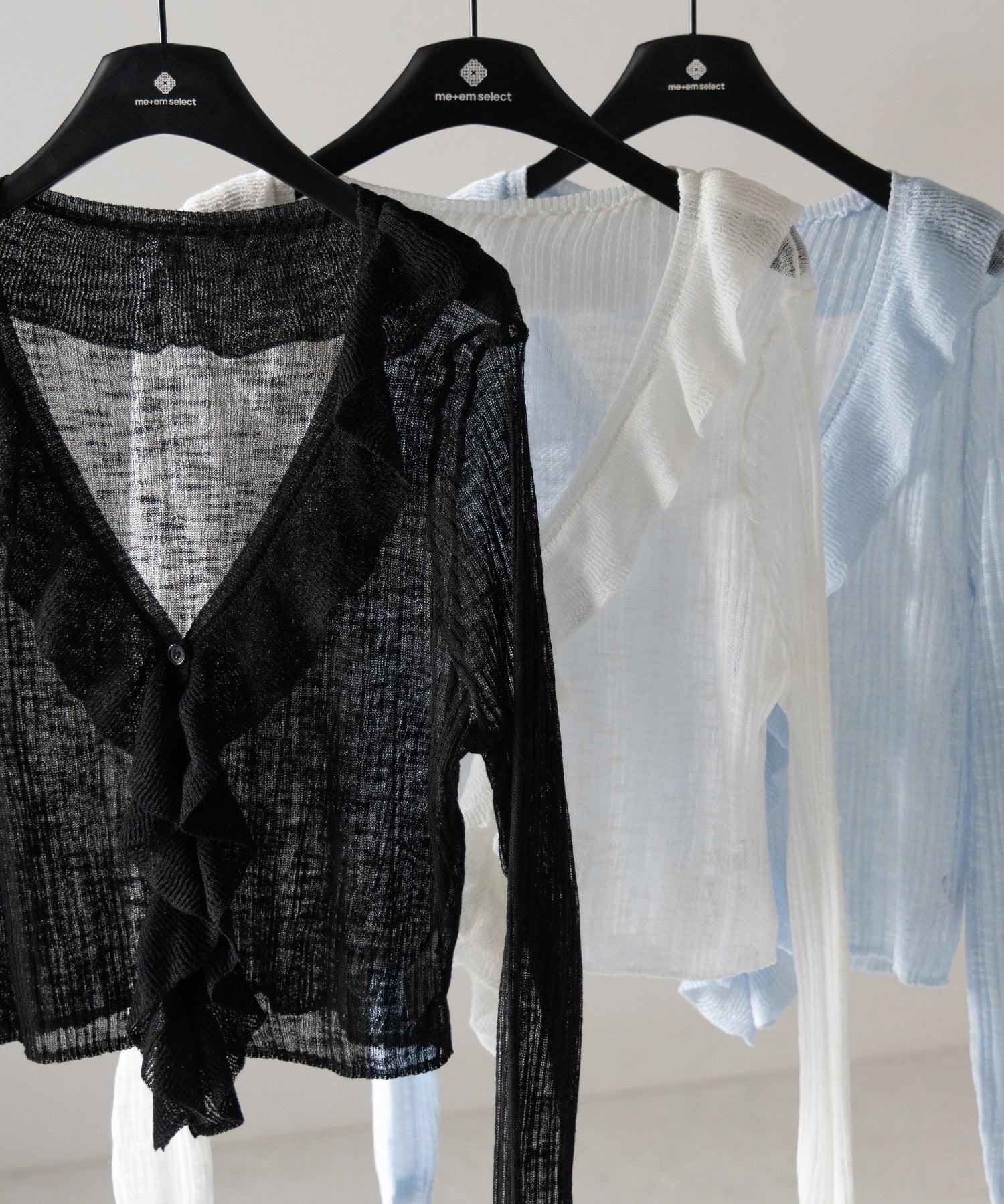 フリルシアールーズニットカーディガン ／ frill sheer loose knit cardigan