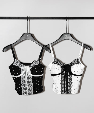 レースドッキングドットリボンキャミソール ／ lace dockimg dot ribbon camisole