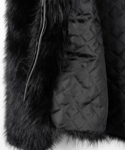 フェイクファーフーディミドルコート ／ fake fur hoodie middle coat