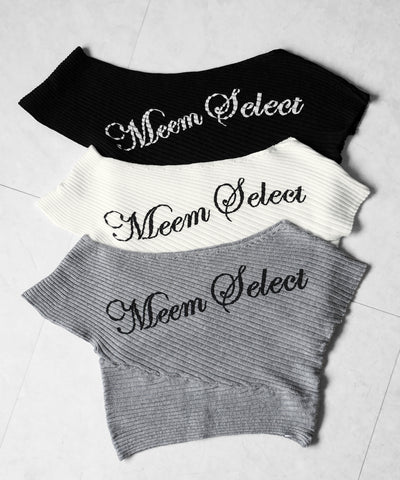 レタリングロゴワンショルリブニット ／ lettering logo oneshoulder lib knit