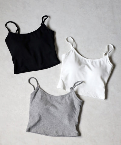 【 カップ付き 】スクエアネックストラップショートキャミソール ／ square neck strap short camisole