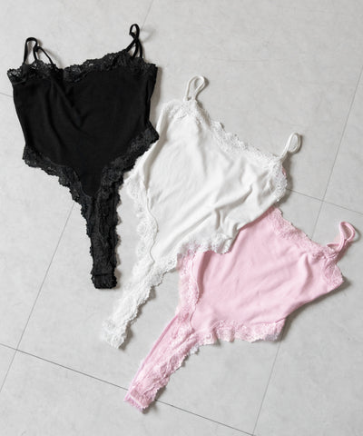 カットアウトレースポイントボディスーツキャミソール ／cutout lace point bodysuit camisole