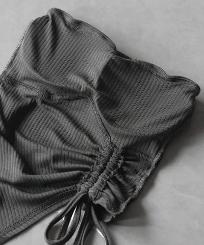 【 ２点セット 】シャーリングリボンベアトップス ＆ ショートカーディガン SET ／ shirring ribbon bare tops & short cardigan SET